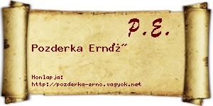 Pozderka Ernő névjegykártya
